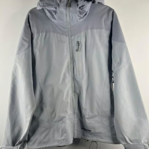 Patagonia Women's White Smoke Hooded Full Zip DWR Jacket Coat Size Large Gray - Picture 2 of 10